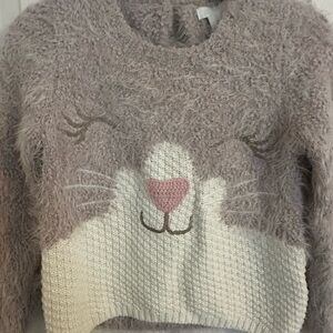 Cozy Kitty Cat Pink and Cream Sweater with eyelash style soft yarn